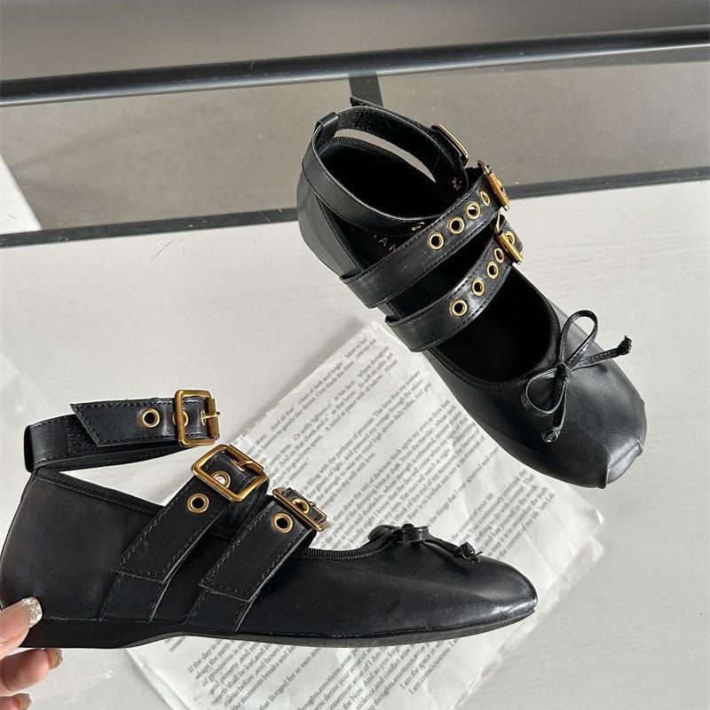 

Весенне-осенние новые черные комбинированные двухслойные металлические балетки с пряжкой-одной пряжкой, женские туфли на плоской подошве, маленькие одинарные туфли 40 чёрный