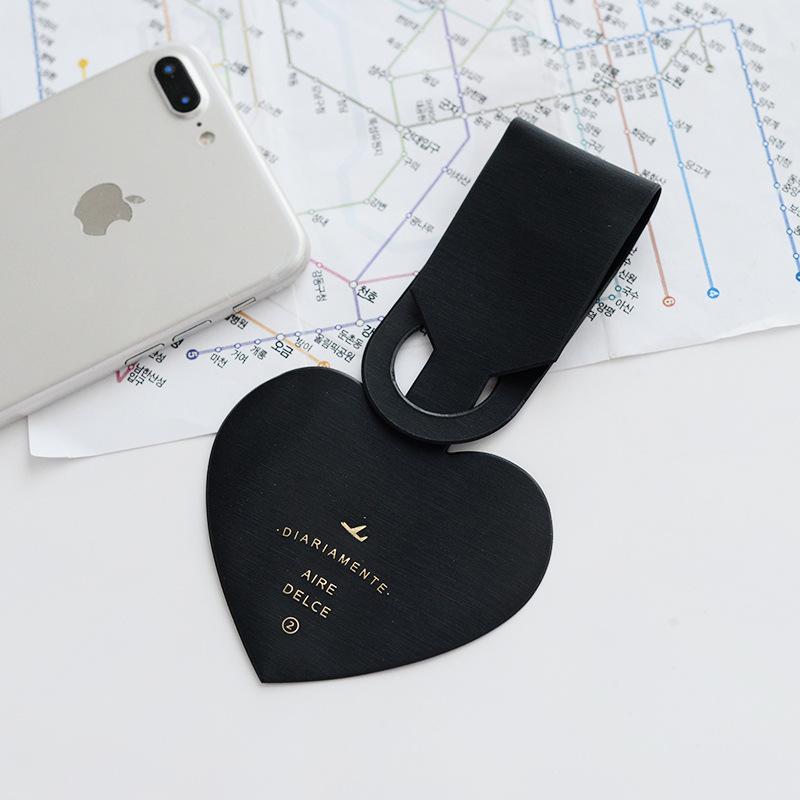 Simple Heart Shape Leather Luggage Tag Women Travel Suitcase ID Address Holder Girls Baggage Tags Boarding Bag Portable Label