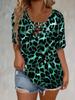 2026 Spring/Summer Plus Size Leopard Print Lace-up Short Sleeve Loose Women's Top