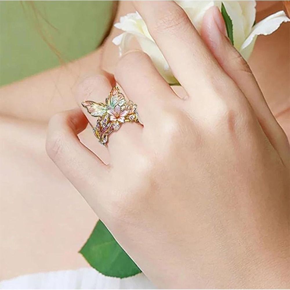 Crafts Vintage Rings Jewelry Accessories Finger Decorations Fashion Butterfly Ring