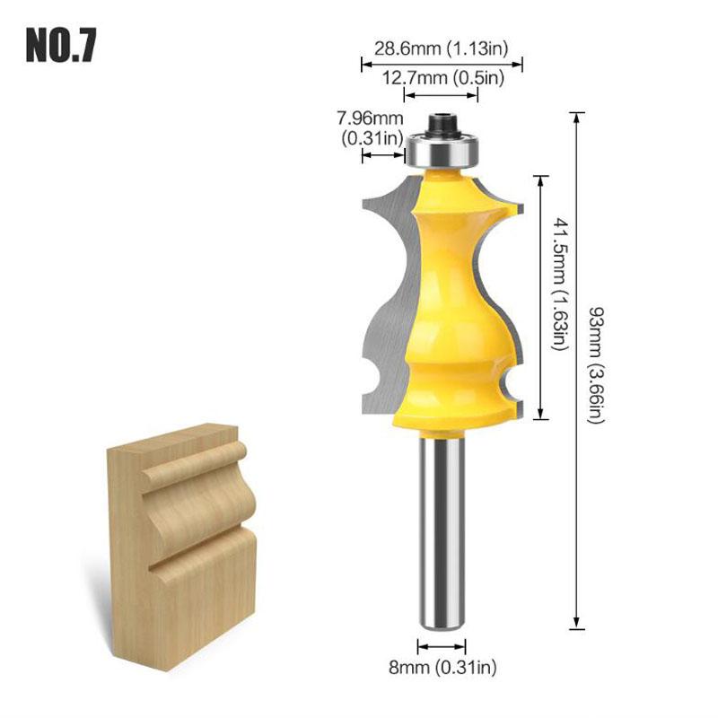 Architectural Molding Handrail Router Bit Casing Base CNC Line Woodworking Cutters Face Mill 8mm Shank