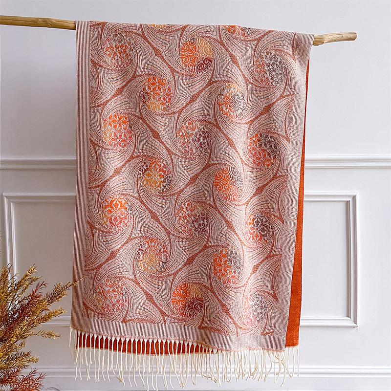Jacquard Cashmere Scarves for Women Winter Soft Warm Pashmina Shawl Thick Tassel Shawl Scarf Fashion Print Women Man Poncho