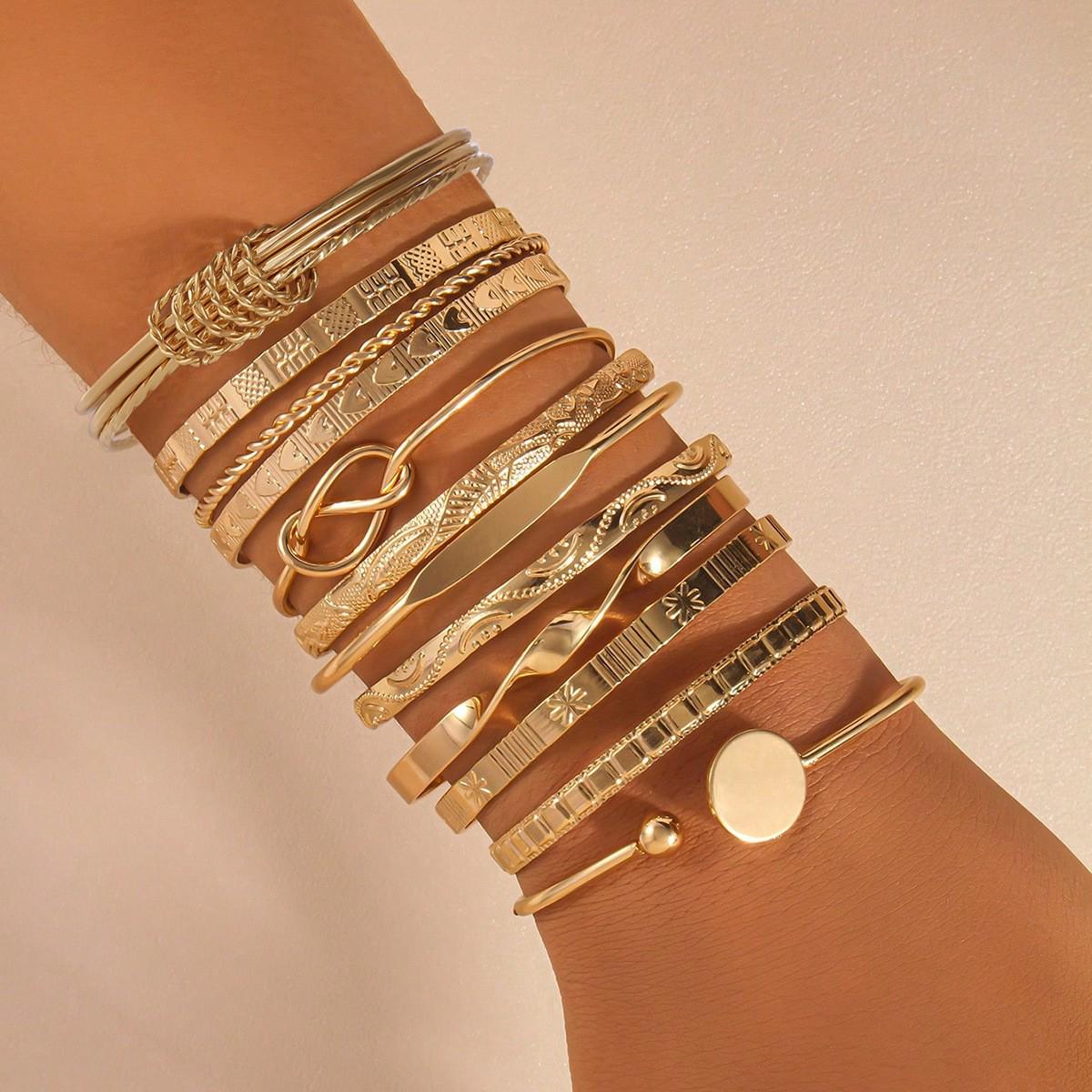 

Женский металлический браслет с геометрическим узором, набор - 12 штук, Древнее мастерство, Летняя коллекция.