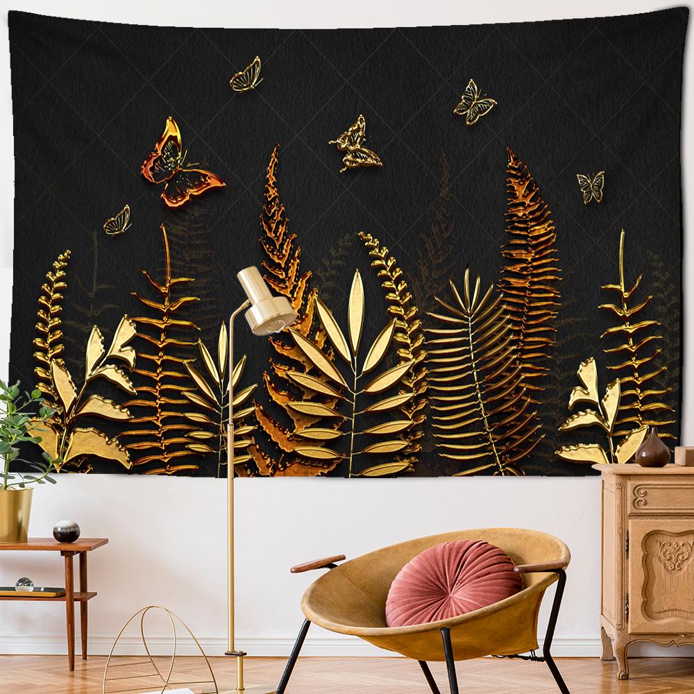 

Красивые тюльпаны гобелен Золотая бабочка Пальмовый лист Тропические растения Декор Настенная ткань Бохо Одеяло Ковер Плед Коврик для йоги 95x70CM