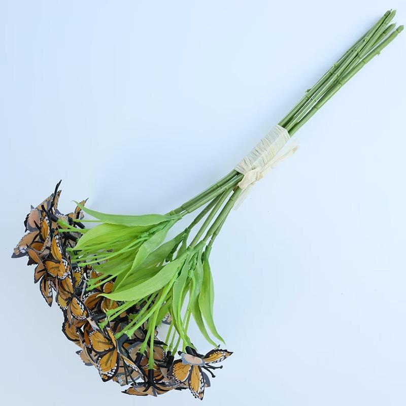 

Букет из 7 голубых бабочек, букет с ручкой в виде имитации цветов, реквизит для свадебного украшения, декоративный пластиковый букет оранжевый