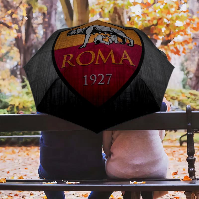 AS Roma  Pattern, Automatic Folding Umbrella, Portable and Foldable Design, 8 Ribs, a Christmas or Birthday Gift.