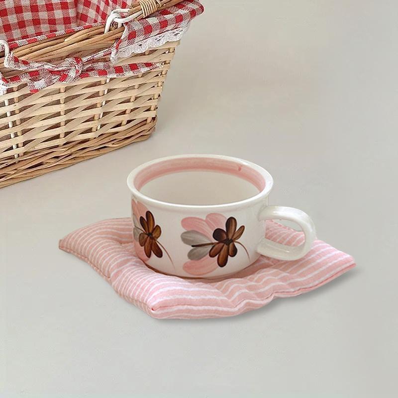 14x14cm Cotton Anti Slip Fabric Multiple Colors Square Shaped Multi-functional Striped Coaster Home Table Decor Accessories