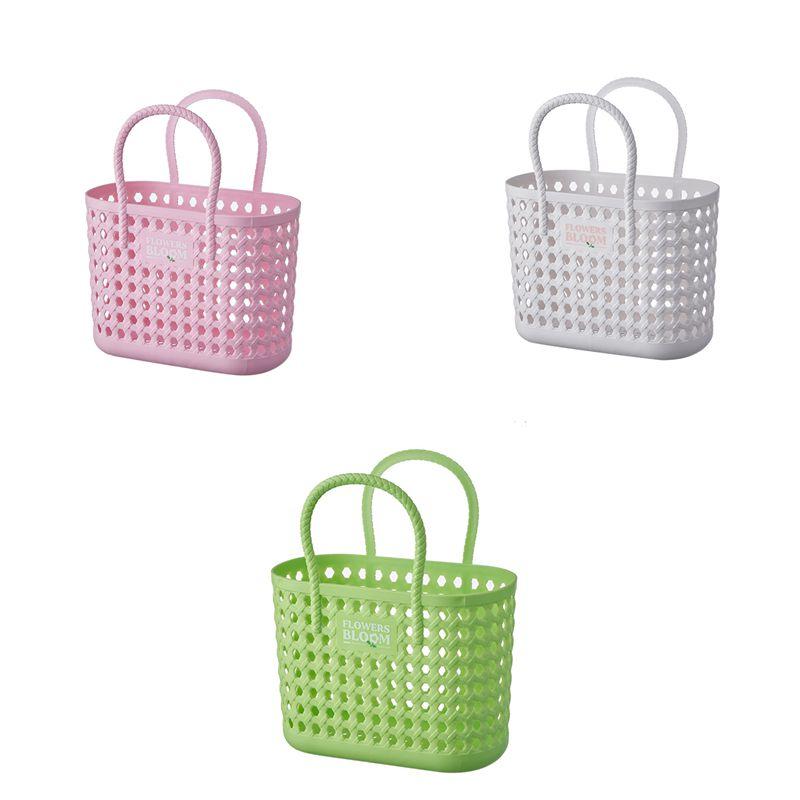 Plastic Bath Basket Bathroom Toiletries Towels Organizer Dirty Clothes Handheld Storage Bag Laundry Storage Bath Basket Drainage
