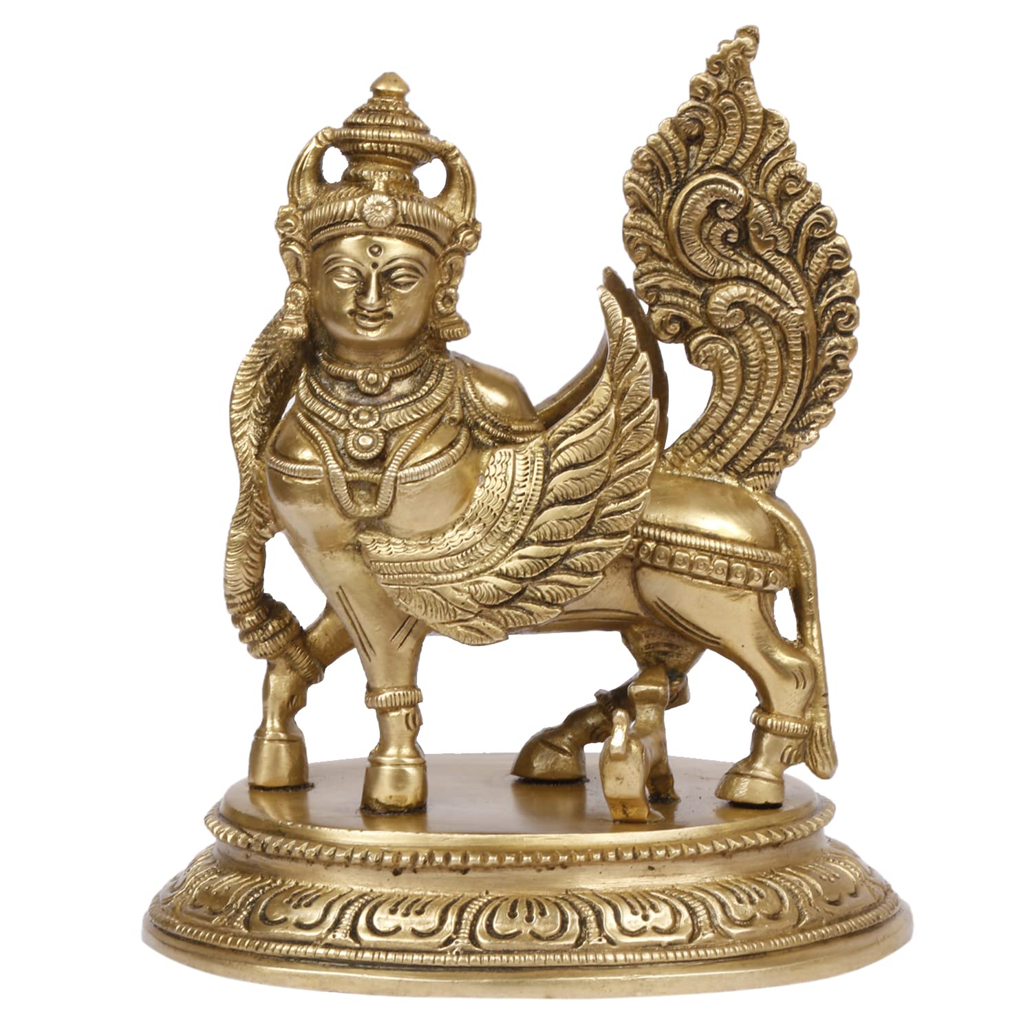 

Holy Nandi Kamdhenu Cow & Calf Idol, Sculpture Cow Statue, Gold, Brass -6.5 Inch