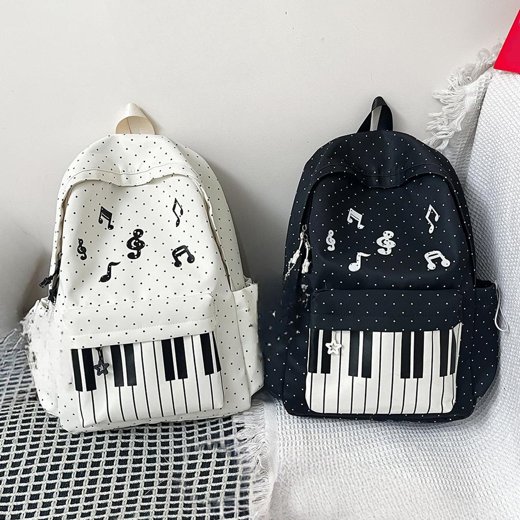 2 Pièces Sac à Dos Esthétique pour Piano en Nylon avec Sac à Bandoulière Mignon Ludique Bookpack pour Adolescents Filles Femmes Étudiant Trajet