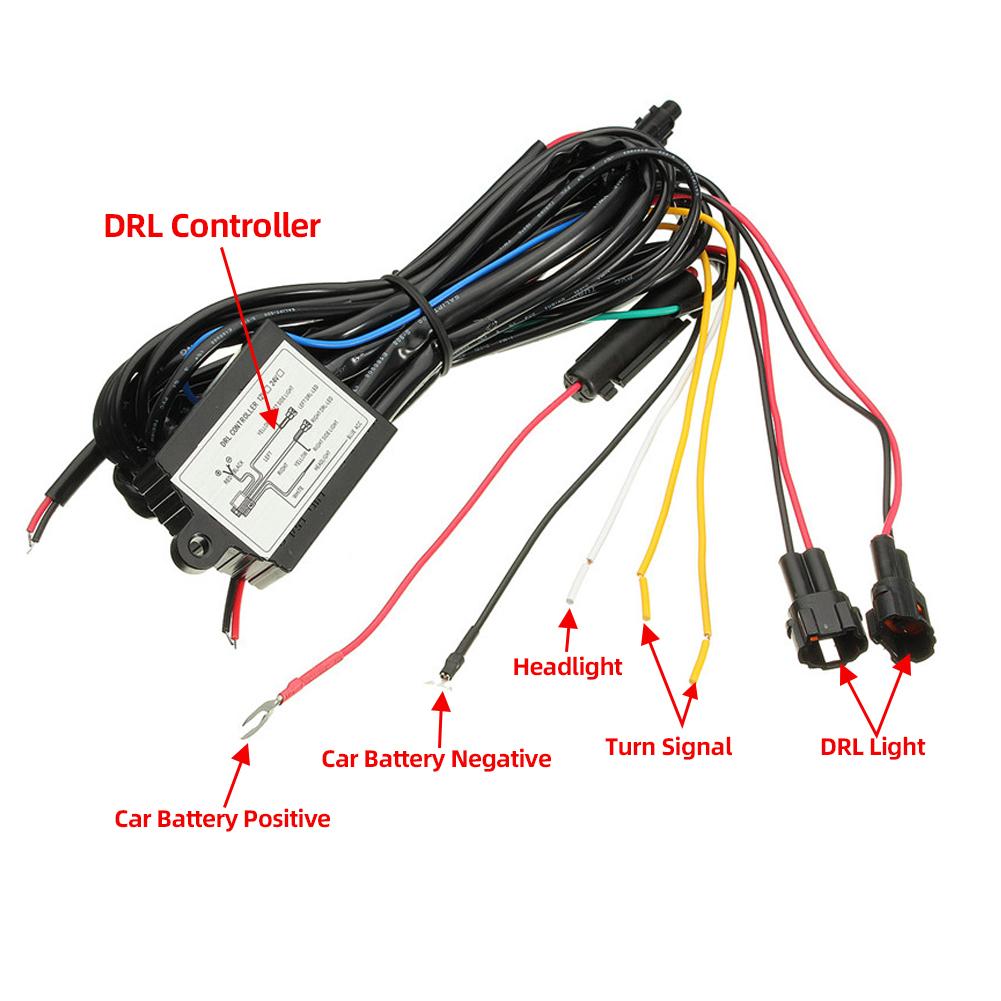 Auto DRL Controller Auto LED Tagfahrlicht Relaiskabelbaum Dimmer Ein/Aus 12-18V mit Stroboskop- & Dimmfunktion