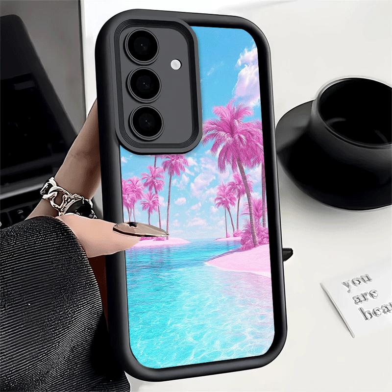 Phone Case for Samsung Galaxy S26 S25 Ultra S24 FE Pink Sunset Beach Dreamy Scenery Shell S23 Plus S22 + S21 S20 5G Soft Silicon