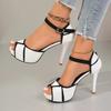 Fashion New Summer Sandals for Women Fish Mouth Platform High Heel Wedge Sandals Ankle Buckle Color Blocking Women's Sandales Large Size
