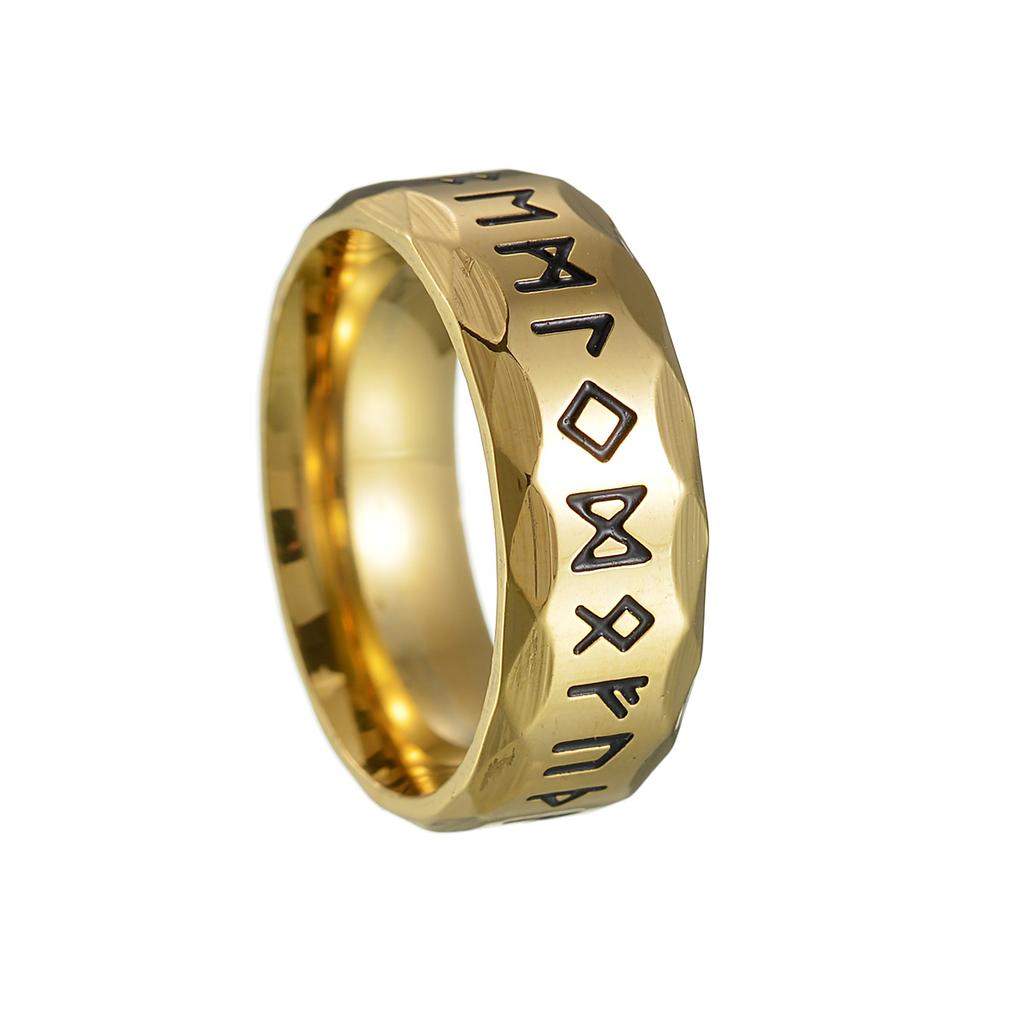HERRE Ring Rustfritt Stål Mote Stil HERRE Dobbel Bokstav Rune Ord Odin Norse Viking Amulet RETRO Ringer Smykker