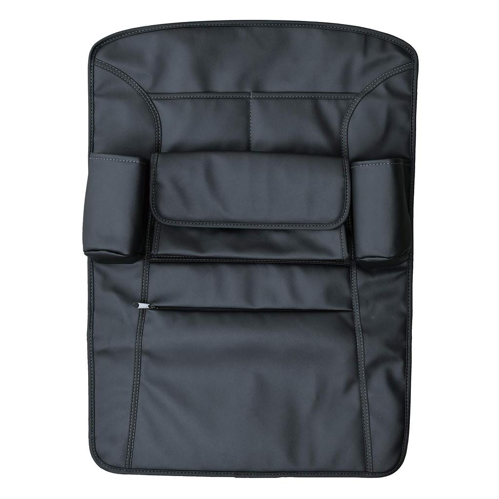 SEIWA Premium WA8 Seatback for Car and Tissue Boxes Leather-Look Pocket, Black, Storage, Smartphones, Drinks,