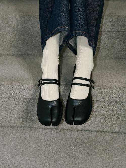 [FORRR] Туфли Мэри Джейн с двумя ремешками Tabi 26001 Black-230