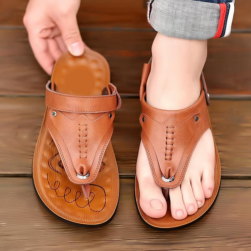Summer Brand Handmade Slippers High Quality Genuine Leather Men Flip Flops Original Design Indoor&Outdoor Soft Beach Casual Shoe