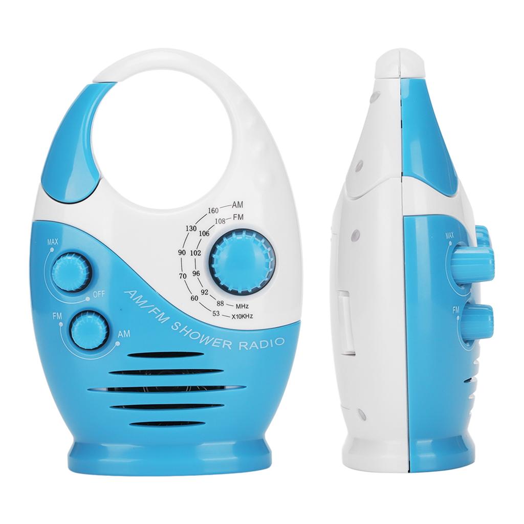 AM FM Portable Radio Portable Hook Type Waterproof Broadcast Music Shower Speaker Radio Blue