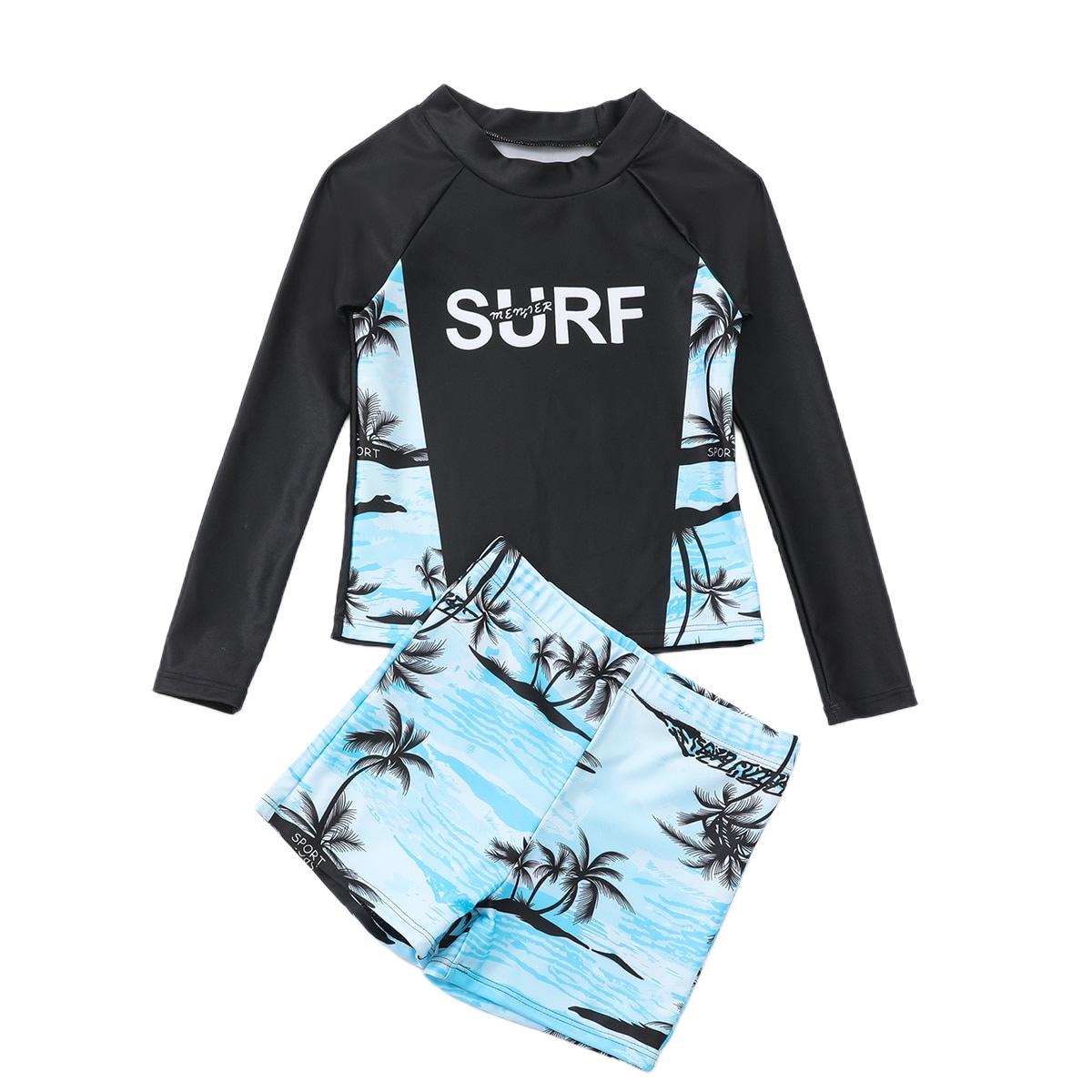 

Новый детский купальник с длинным рукавом и разрезом для защиты от солнца - Большой размер 170 чёрный