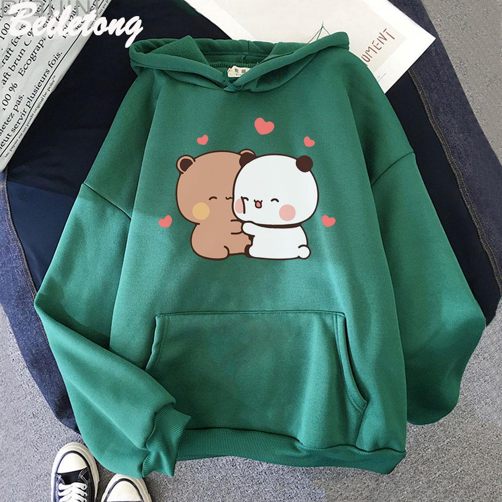 Panda Bear Cute Cartoon Hoodies Bubu Dudu Kawaii Clothing Girls Loose Sweatshirts Spring/Autumn Pink Long Sleeve Pocket Harajuku