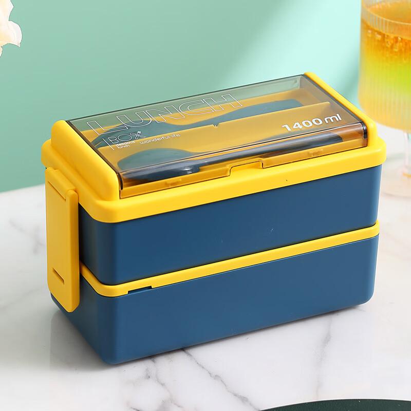 ZISHI Simple 2-Layer 304 Stainless Steel Microwaveable Lunch Box with Soup Bowl