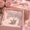 Light Luxury Design Crystal Heart Necklace Sweet Elegant Style Zircon Necklace  Fashion Accessory
