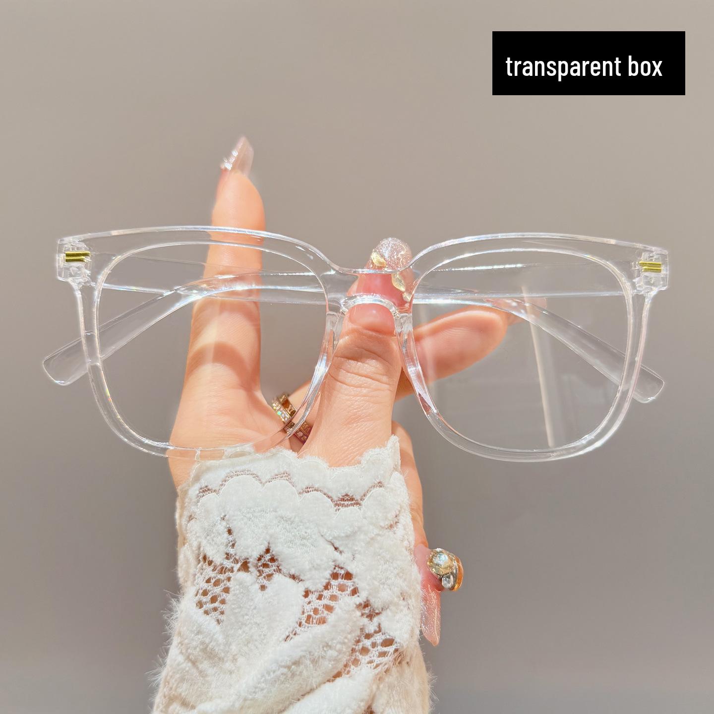 

Женские прозрачные очки для близорукости в корейском стиле с большой оправой, чайного цвета, для модной уличной фотографии Frame Only