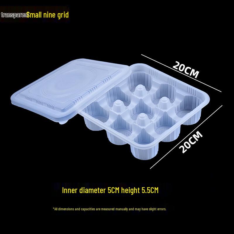 Handun Disposable 9-Compartment Round Takeout Box, 100 Sets