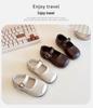 2025 Girls' Academy Style Leather Shoes - Spring & Autumn Princess Square Toe Korean Granny Shoes