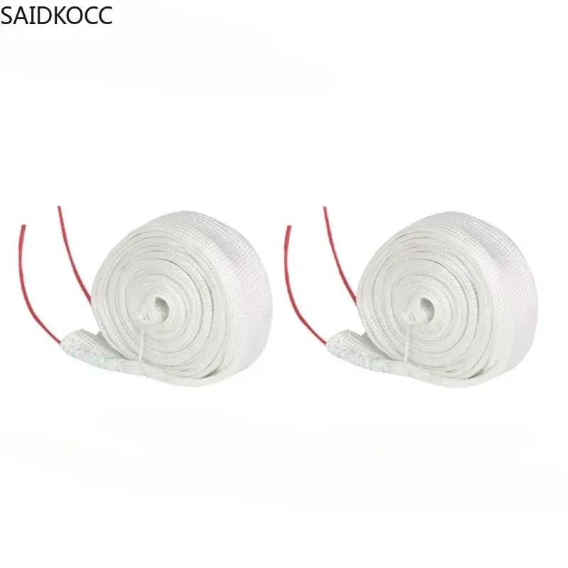 SAIDKOCC 3/5cm Šířka Topná Páska 220V 500 ℃ Skleněné Vlákno Vysokoteplotní Izolační Páska Praktické Vytápění Ventilů a Nádob