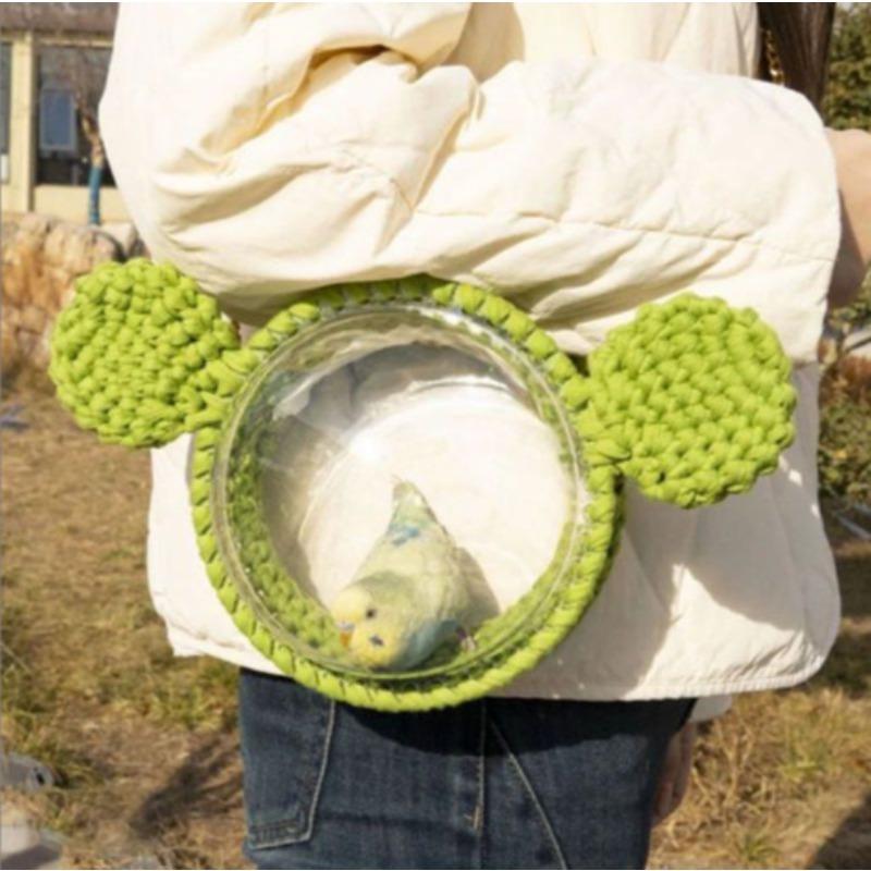 

Transparent Handcrafted Bird Carrier Bag Warm Winter Parrot Crossbody Shoulder Bag for Cockatiel Hamster 4XL зелений