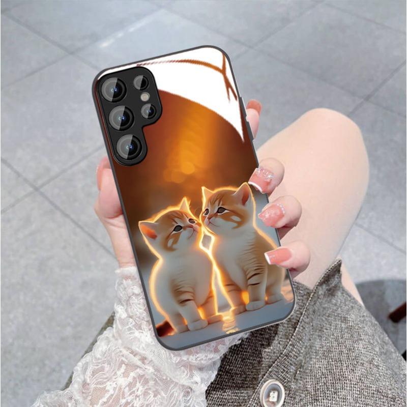 Katzen Geeignet für Samsung S24PLUS Handyhülle S23 Mädchen S22 Hautfreundlich A52 Glashülle A54 Rundumschutz A14