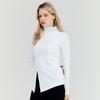 HENRY STUART Women'S Diagonal Cut High-Neck T-Shirt White