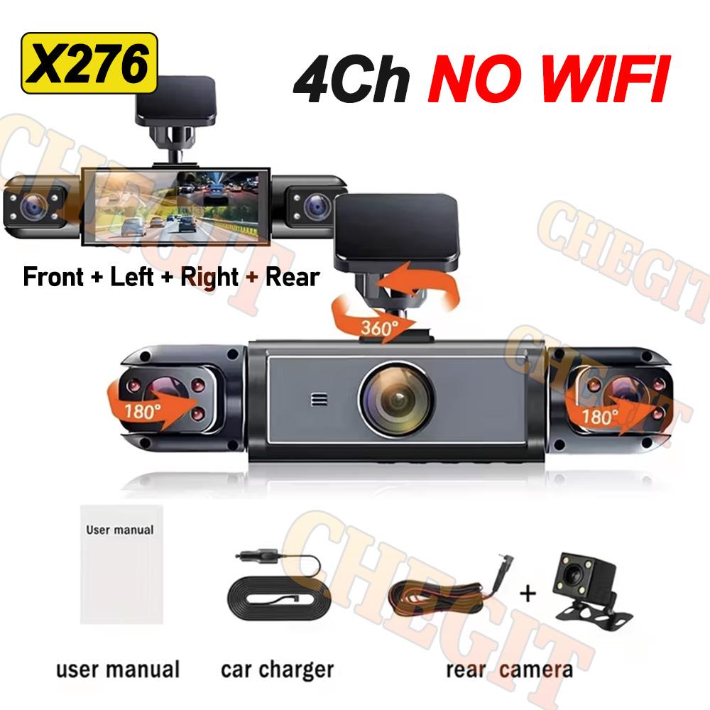 

360° 4Camera 1080P Dash Cam WIFI APP Car recording camera Car DVR Front Left right Rear View Camera Black Box Night Vision NONE