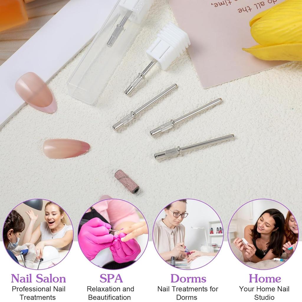 12 Pcs Mandrel Nail Drill Bits,Mandrel Bits for Small Sanding Bands,3.1 MM 3/32 Shank Mini Mandrel Bit for Acrylic Nails Manicure Pedicure Tool