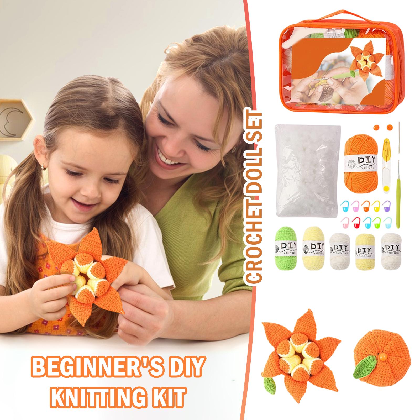 

DIY Beginner Knitting Kit , Orange Amigurumi Crochet Set With Yarn, Hook & Instructions One Size помаранчевий
