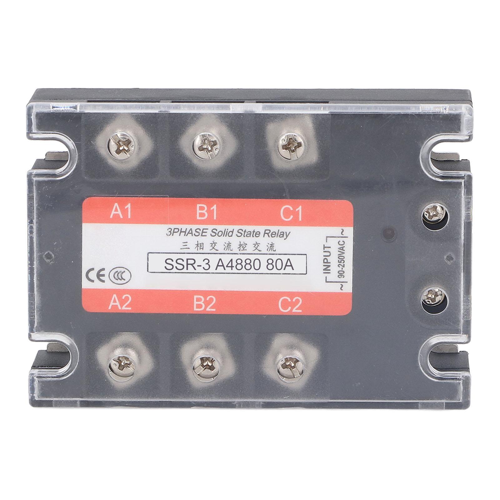 

3 Phase Solid State Relay Peaking Voltage 600VAC Bidirectional SCR Output AC to AC SSR Module 480V 80A