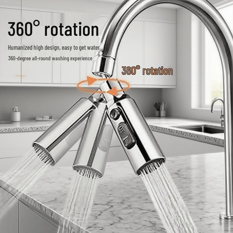 Universal Swivel Kitchen Faucet with Anti-Splash Extension for Vegetable Washing