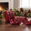 Snowman Pattern Fabric Ribbon 1 Roll Christmas Burlap Ribbon, Faux Linen Wired with Rustic Plaid Truck Floral Print, Gift Wrapping Craft