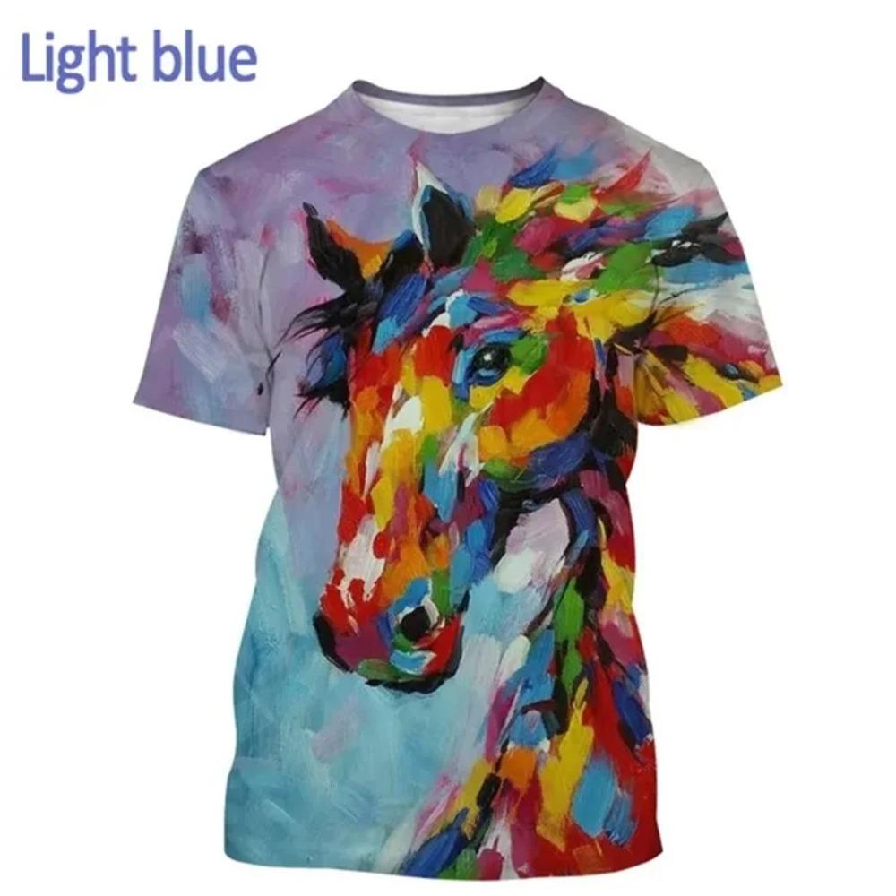 3D Print Animal Horse Graphic T-shirt For Men Women Casual Personality Mens Short Sleeve Tee Tops Streetwear Kids Animal Tshirts
