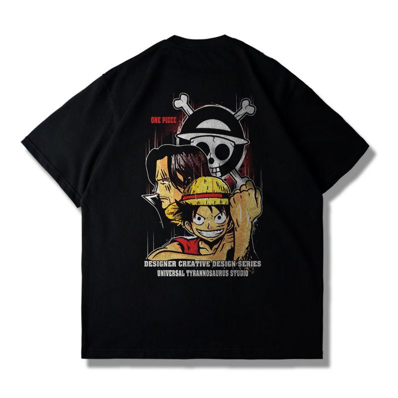 Original Japanese Anime ONE PIECE Peripheral Luffy Shortsleeved Tshirt Unisexs Summer Printing Large Size Parentchild Clothing 4XL