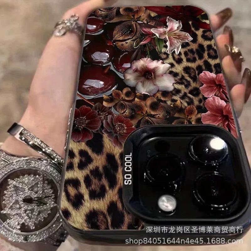 Leopard Print Cherry for Apple 15 Colored Silver iPhone14Pro Creative 11promax Matte 16 Protective Case 17