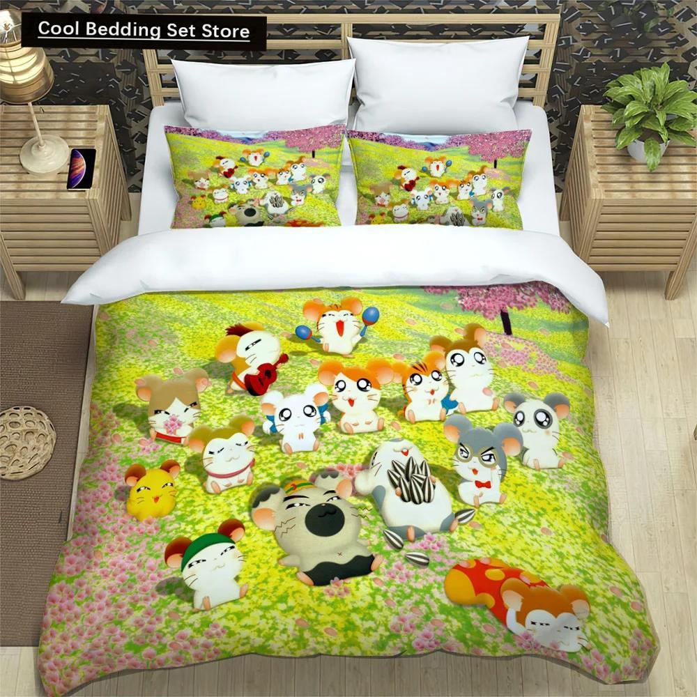 3D Printing Cartoon Lovely Hamtaro Bedding Set Duvet Cover Pillow Set Birthday Gift Children Quilt Cover Bedding Home Textiles