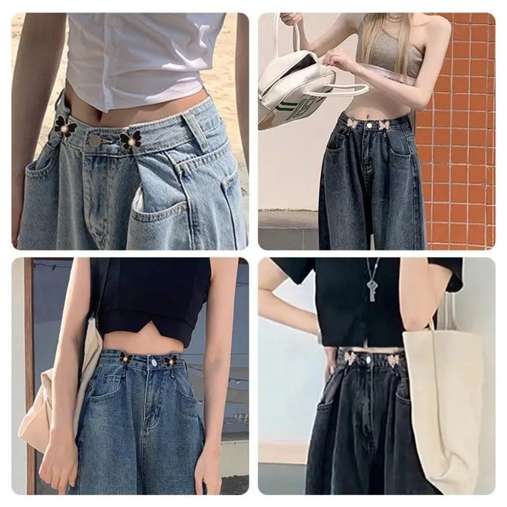 New Butterfly Shape Jeans Buttons Fixed Adjustable Pants Pins Waist Tightening Tool Belt Buckles Dress Decoration