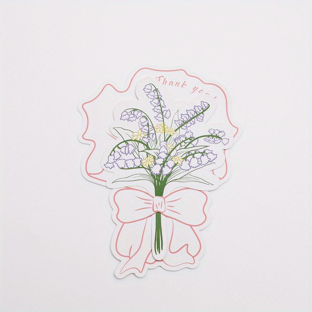 6 szt. Kartka z podziękowaniem za bukiet Festiwal Urodziny Ślub Kartki z życzeniami Papierowa Ręcznie pisana Karta z błogosławieństwem Prezent Karta w kształcie bukietu kwiatów