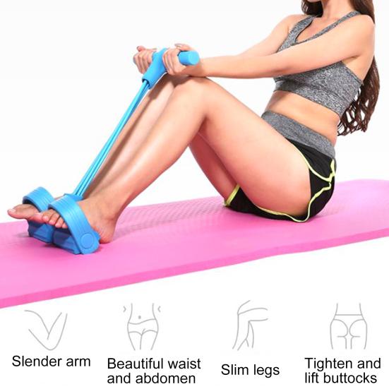 1PC Tension Rope 4 Tubes Multifunctional Sit-up Equipment Workout Pedal Puller for Home