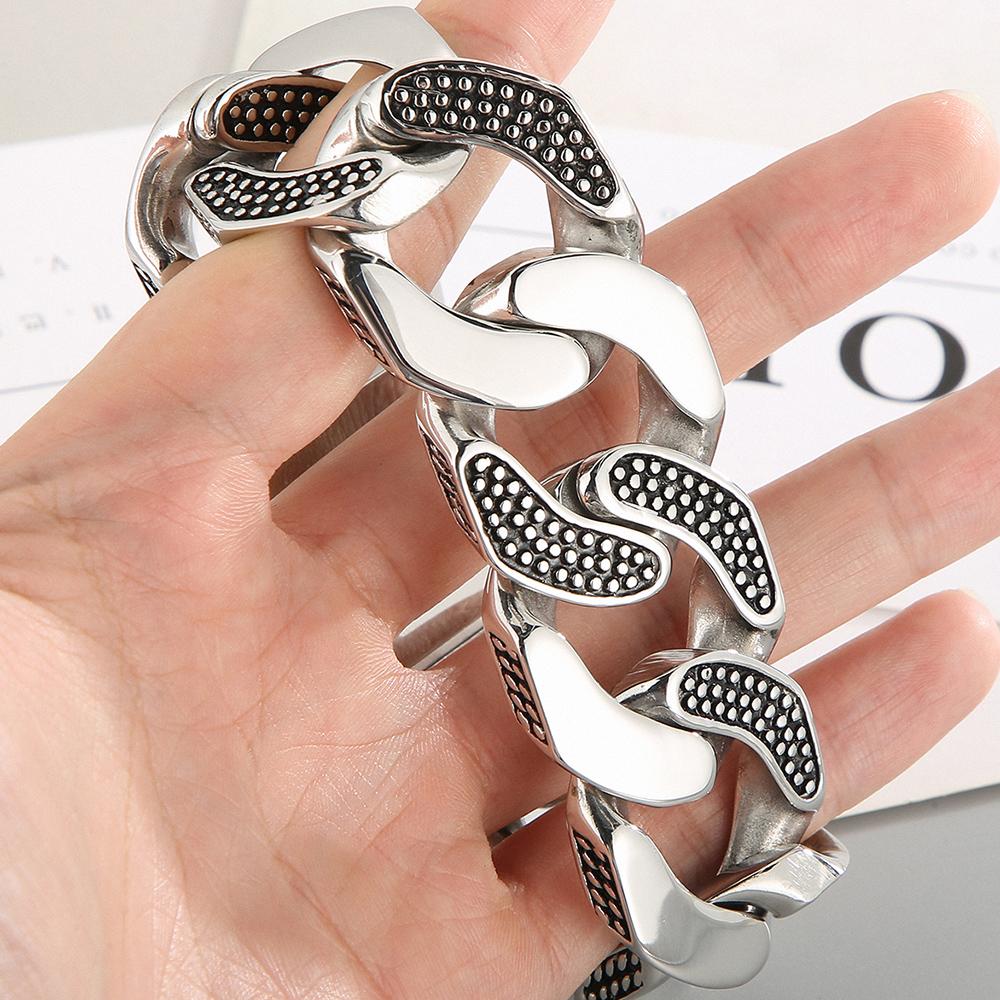 Massive 30MM Width Curb Cuban Link Chain Bracelet for Men 316L Stainless Steel Men's Bracelets Punk Rock Jewelry Accessories Man