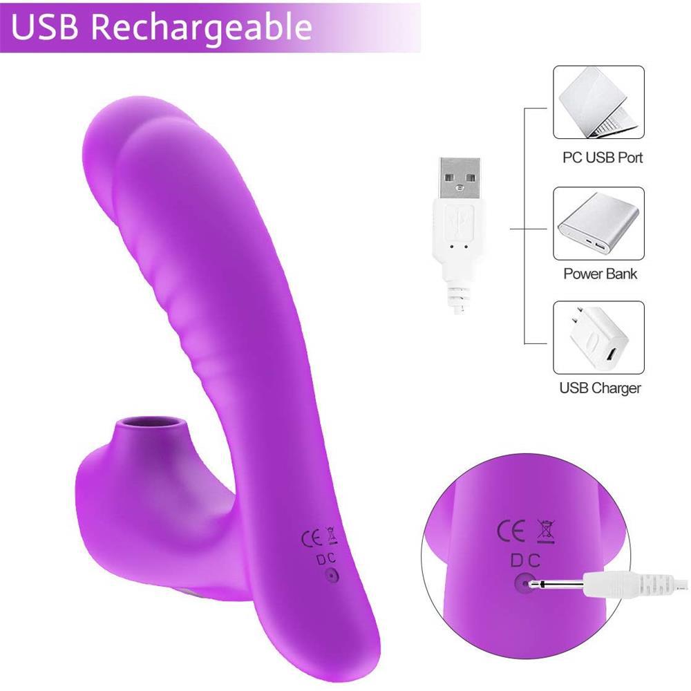 Clitoral Sucking G Spot Dildo Vibrator with 10 Powerful Modes Clit Sucker Rechargeable Clitoris Stimulator Sex Toys for Women