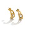 Salircon Exquisite Stainless Steel Glass Drill Stud Earrings Women's Luxury 18K Gold Plated Piercing Earrings Waterproof Jewelry