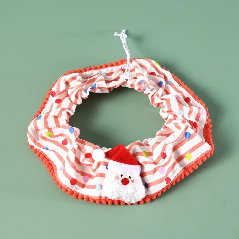 Pet Supplies Cute Christmas Pet Striped Scarf Cotton Washable Pet Christmas Hat Cartoon Adjustable Pet Bibs New Year